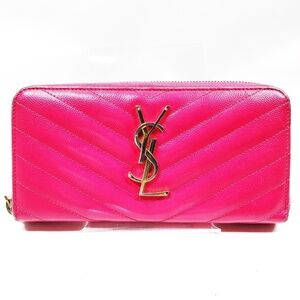 Saint Laurent Long Wallet Pink Leather